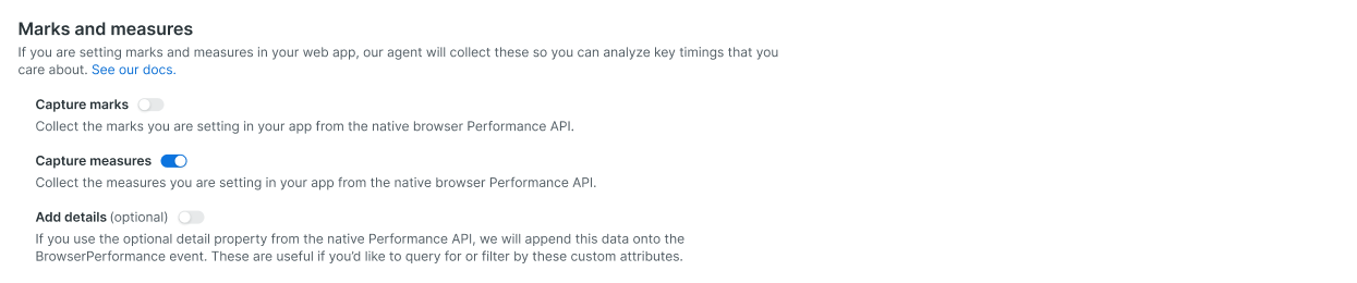 Marks and measures settings screenshot of the marks and measures settings panel in browser application settings
